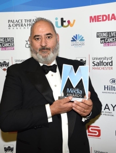 Ayub Khan Din with the Sophiya Haque Services to British Television and Film Award